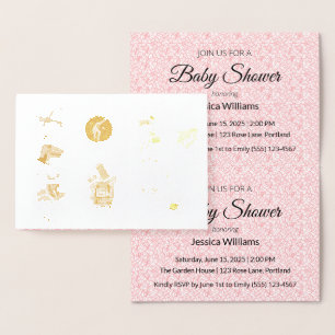 Carte Dorée Mise à jour de la Baby Shower Bohème Mignonne