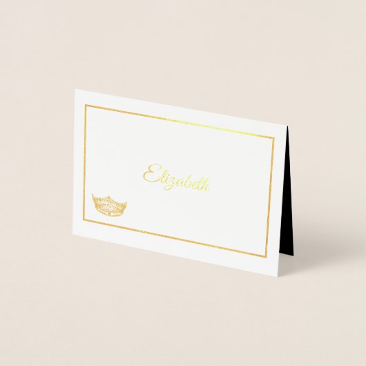 Carte Dorée Miss America Nom Place Card Gold Foed Crown (Devant)
