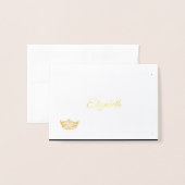 Carte Dorée Miss America Nom Place Card Gold Foed Crown (Devant avec enveloppe)