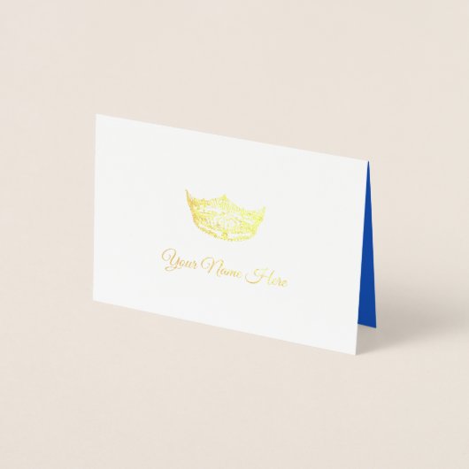 Carte Dorée Miss America Nom Place Card Gold Foed Crown (Devant)