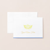 Carte Dorée Miss America Nom Place Card Gold Foed Crown (Devant avec enveloppe)