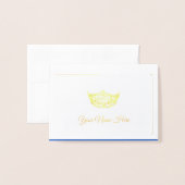 Carte Dorée Miss America Nom Place Card Gold Foed Crown (Devant avec enveloppe)