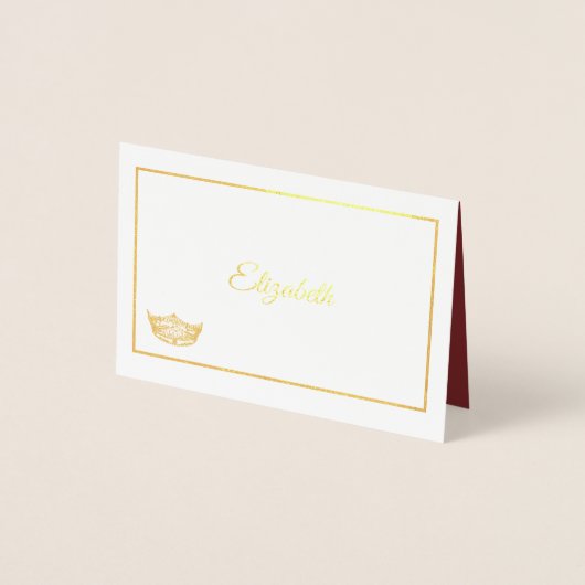 Carte Dorée Miss America Nom Place Card Gold Foed Crown (Devant)