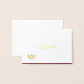 Carte Dorée Miss America Nom Place Card Gold Foed Crown (Devant avec enveloppe)