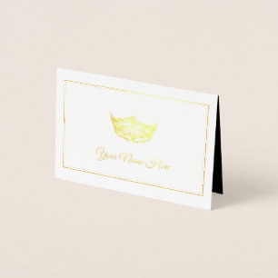 Carte Dorée Miss America Nom Place Card Gold Foed Crown