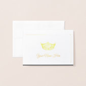 Carte Dorée Miss America Nom Place Card Gold Foed Crown (Devant avec enveloppe)