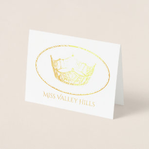 Carte Dorée Miss America Style Gold Foil Crown Note Card Sm