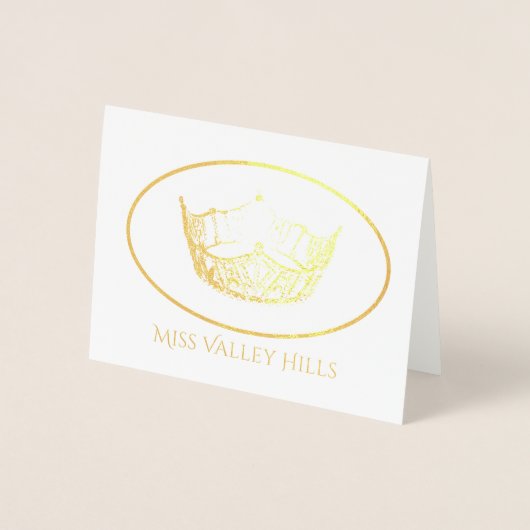 Carte Dorée Miss America Style Gold Foil Crown Note Card-Sm (Devant)