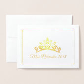 Carte Dorée Miss USA style Pageant Gold Foil Tiara Note Card (Devant avec enveloppe)