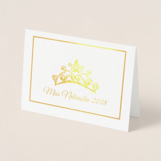 Carte Dorée Miss USA style Pageant Gold Foil Tiara Note Card (Devant)