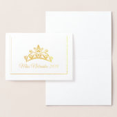 Carte Dorée Miss USA style Pageant Gold Foil Tiara Note Card (Affichage)