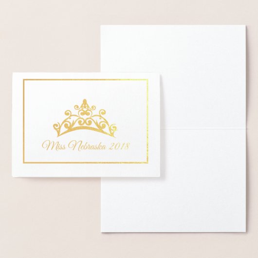 Carte Dorée Miss USA style Pageant Gold Foil Tiara Note Card (Affichage)