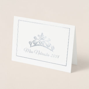 Carte Dorée Miss USA style Pageant Silver Foil Tiara Note Card