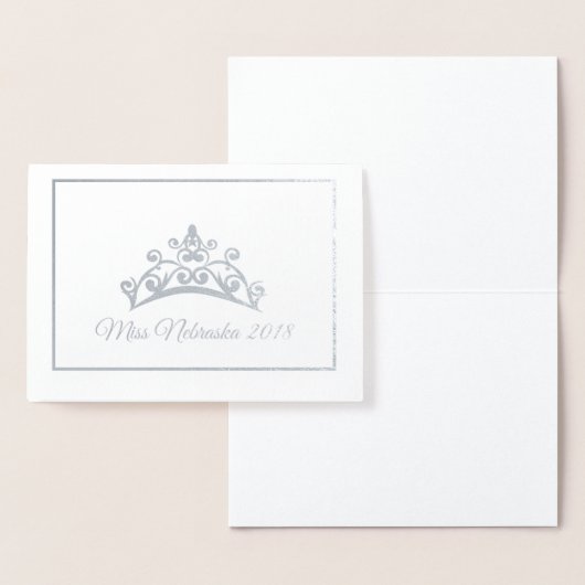 Carte Dorée Miss USA style Pageant Silver Foil Tiara Note Card (Affichage)