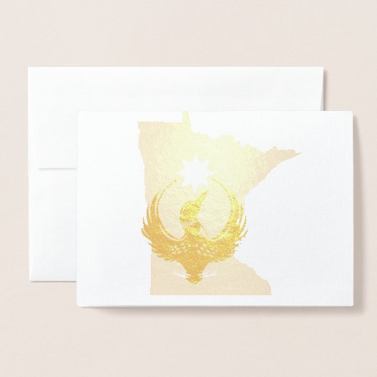 Carte Dorée MN Loon Rising - Drapeau de l'État du MN (Devant avec enveloppe)