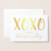 Carte Dorée Modern Hugs & Kisses (XOXO) Photo Saint-Valentin (Devant avec enveloppe)