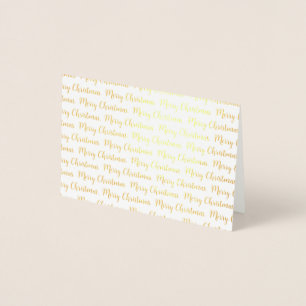 Carte Dorée Moderne Elegant Joyeux Noël Calligraphie Or