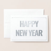 Carte Dorée Moderne et simple Joyeux Nouvel An photo argent (Devant avec enveloppe)