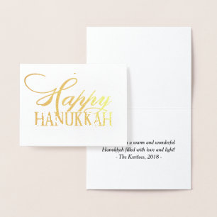 Carte Dorée Moderne Happy Hanoukka Elegant Gold Fancy Script