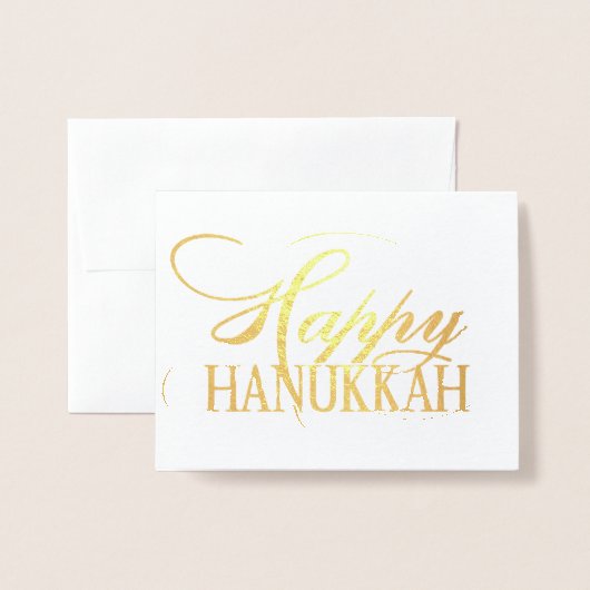 Carte Dorée Moderne Happy Hanoukka Elegant Gold Fancy Script (Devant avec enveloppe)