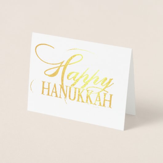 Carte Dorée Moderne Happy Hanoukka Elegant Gold Fancy Script (Devant)
