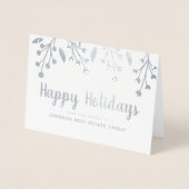 Carte Dorée Moderne Holly Berry & Foliage | Salutations de vac (Devant)