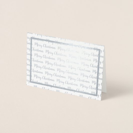 Carte Dorée Moderne Joyeux Noël Calligraphie Argent Frontière (Devant)