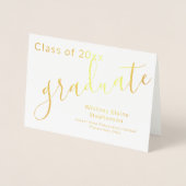 Carte Dorée Moderne Script Gold Foil Photo Graduation (Devant)