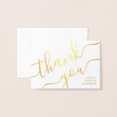 Carte Dorée Moderne simple Mariage de script et de photo Merci (Devant avec enveloppe)