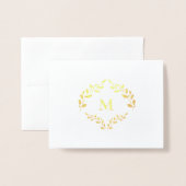 Carte Dorée Monogram Business Logo Laurel feuille Luxe (Devant avec enveloppe)