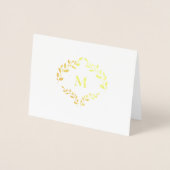 Carte Dorée Monogram Business Logo Laurel feuille Luxe (Devant)