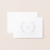 Carte Dorée Monogramme d'argent de la couronne d'haleine du bé (Devant avec enveloppe)