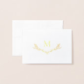 Carte Dorée Monogramme de couronne personnalisé initial (Devant avec enveloppe)