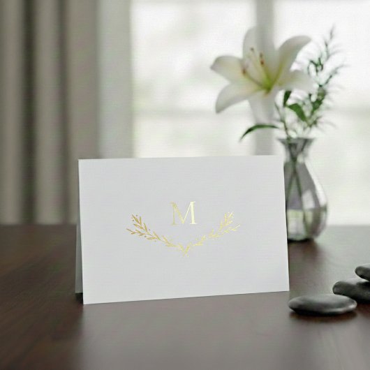 Carte Dorée Monogramme de couronne personnalisé initial