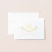 Carte Dorée Monogramme de couronne personnalisé initial (Devant avec enveloppe)