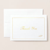 Carte Dorée Monogramme Elegant Mariage photo Merci Or (Devant avec enveloppe)