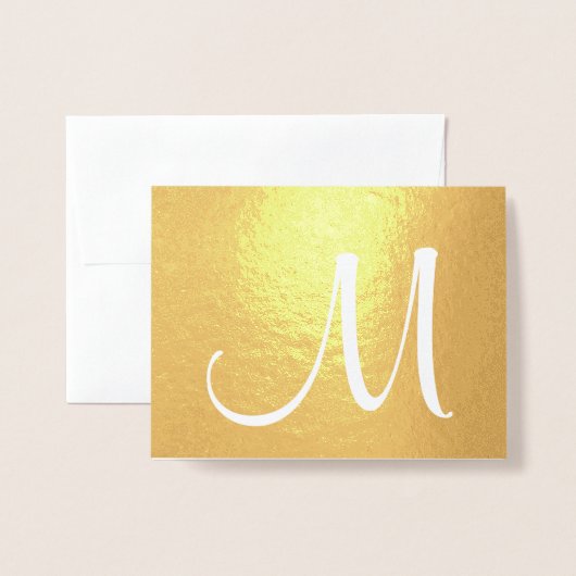 Carte Dorée Monogramme élégant Script initial plié or (Devant avec enveloppe)