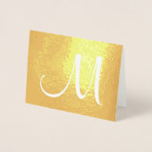 Carte Dorée Monogramme élégant Script initial plié or (Devant)