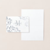 Carte Dorée Monogramme et nom avec design floral (Affichage)