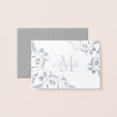 Carte Dorée Monogramme et nom avec design floral (Devant avec enveloppe)