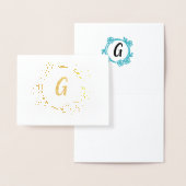 Carte Dorée Monogramme floral tendance (Affichage)