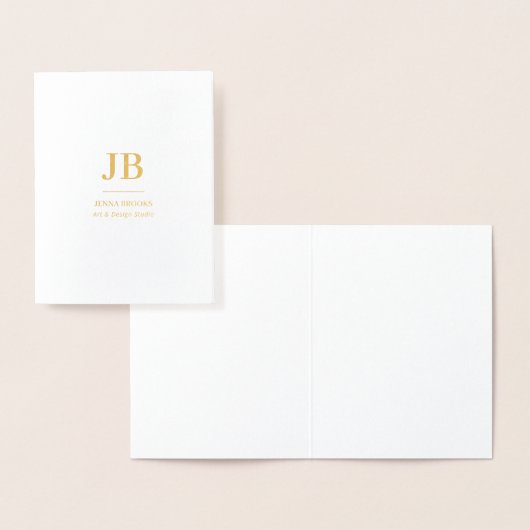 Carte Dorée Monogramme initial moderne, Entreprise (Affichage)