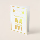 Carte Dorée Monogramme Joyeux Anniversaire N'Importe Quel Âge  (Devant)