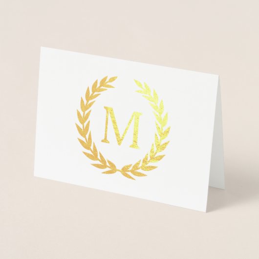 Carte Dorée Monogramme Laurel (Devant)
