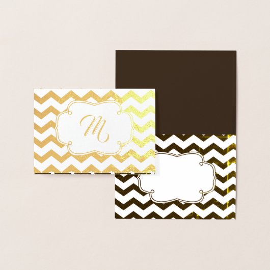 Carte Dorée Monogramme | MERCI | Chevron Stipes (Affichage)