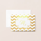 Carte Dorée Monogramme | MERCI | Chevron Stipes (Devant avec enveloppe)