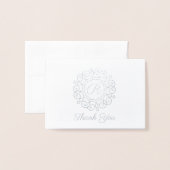 Carte Dorée Monogramme Merci ou toute occasion (Devant avec enveloppe)