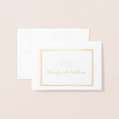 Carte Dorée Monogramme Minimaliste Élégant (Devant avec enveloppe)