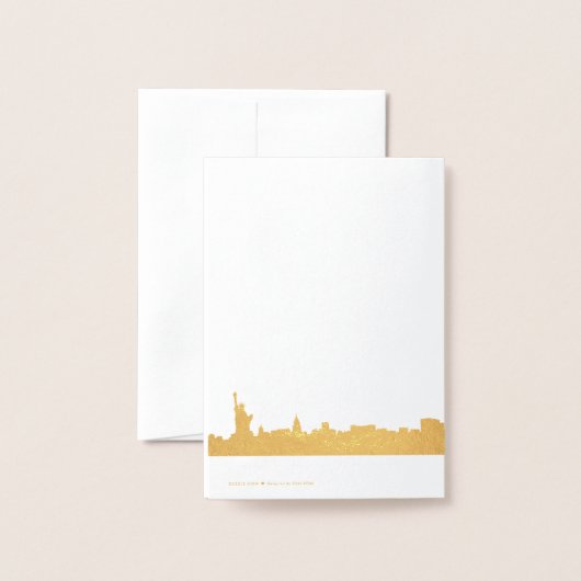 Carte Dorée Monogramme New York City Skyline (Derrière avec enveloppe)
