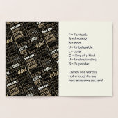 Carte Dorée Monogramme photo spécial de la fête du 40e anniver (Intérieur)